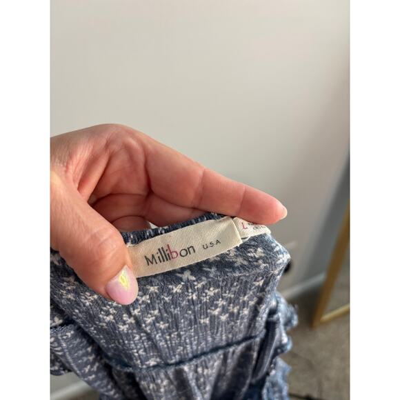 Millibon Women’s Dress Size Large Boho Flowy Long Sleeve Casual Chic Soft - Picture 4 of 4